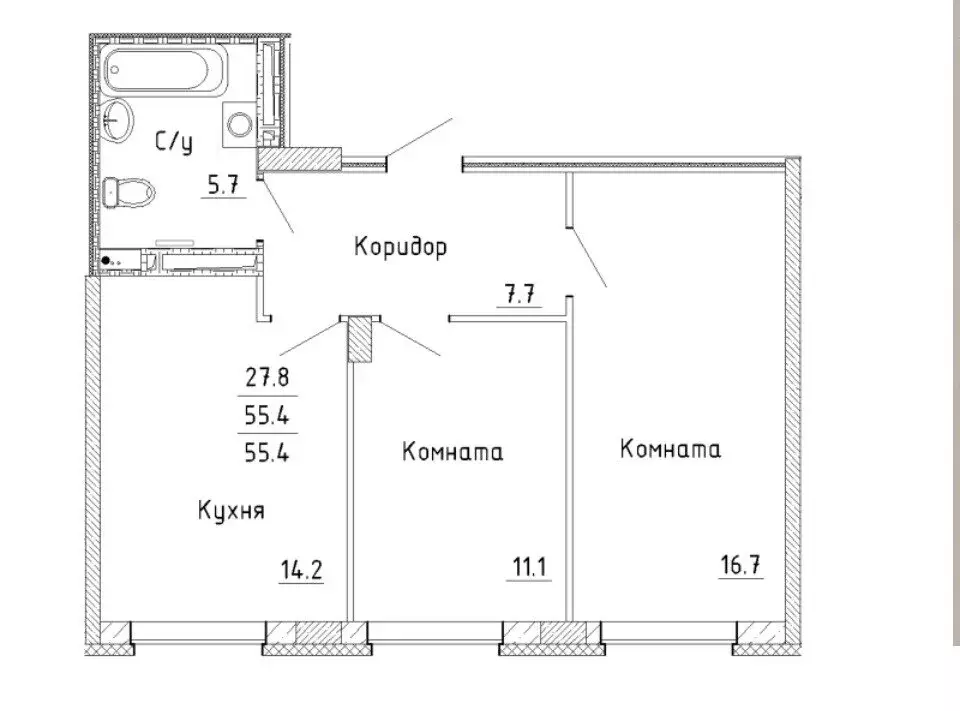 2-комнатная квартира: Пермь, улица Куйбышева, 135 (55.4 м) - Фото 1