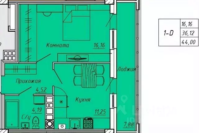 1-к кв. Ивановская область, Иваново Апрельская ул., 95 (44.0 м) - Фото 0