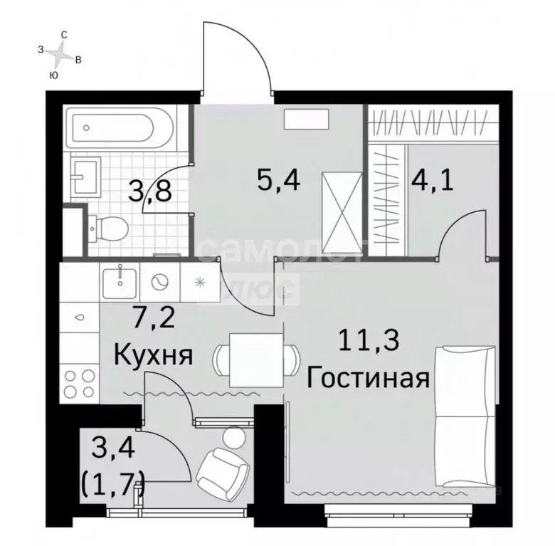 Студия Москва Строительный проезд, 9к1 (35.0 м) - Фото 2