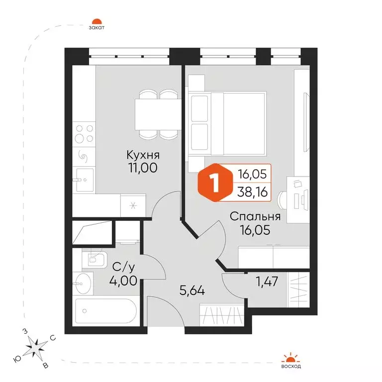 1-комнатная квартира: посёлок городского типа Некрасовский, Заводская ... - Фото 2