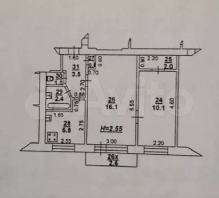 2-к. квартира, 45 м, 3/5 эт. - Фото 0