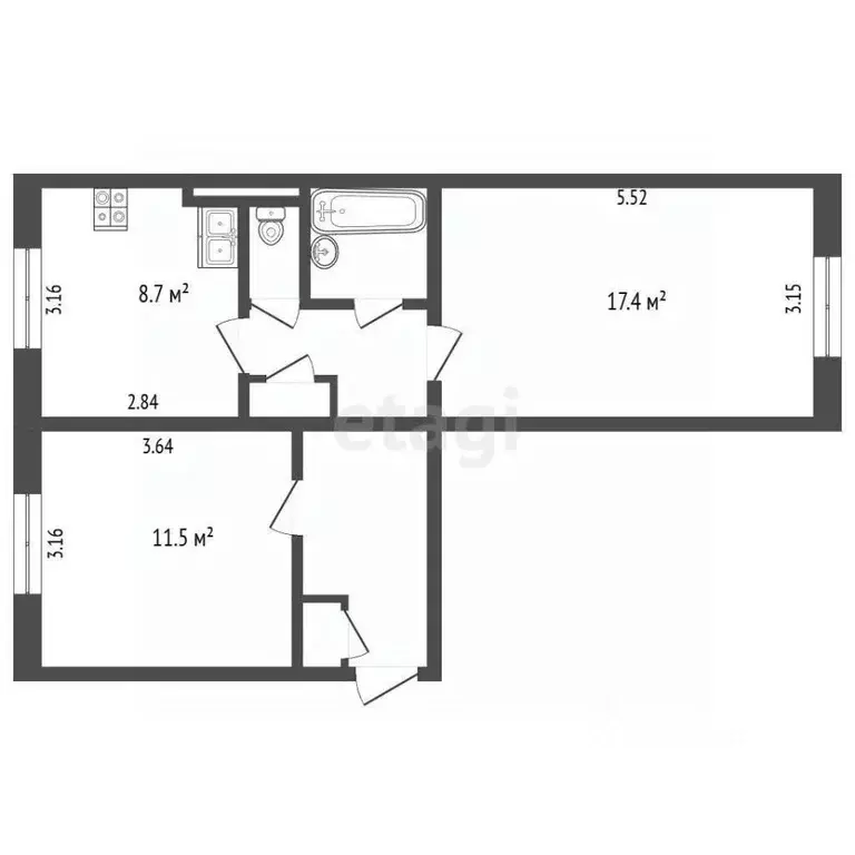 2-к кв. Ямало-Ненецкий АО, Муравленко пер. Новоселов, 2 (50.9 м) - Фото 2