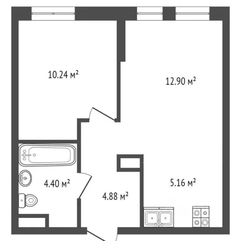1-к кв. Тюменская область, Тюмень ул. Первооткрывателей, 6 (40.0 м) - Фото 2