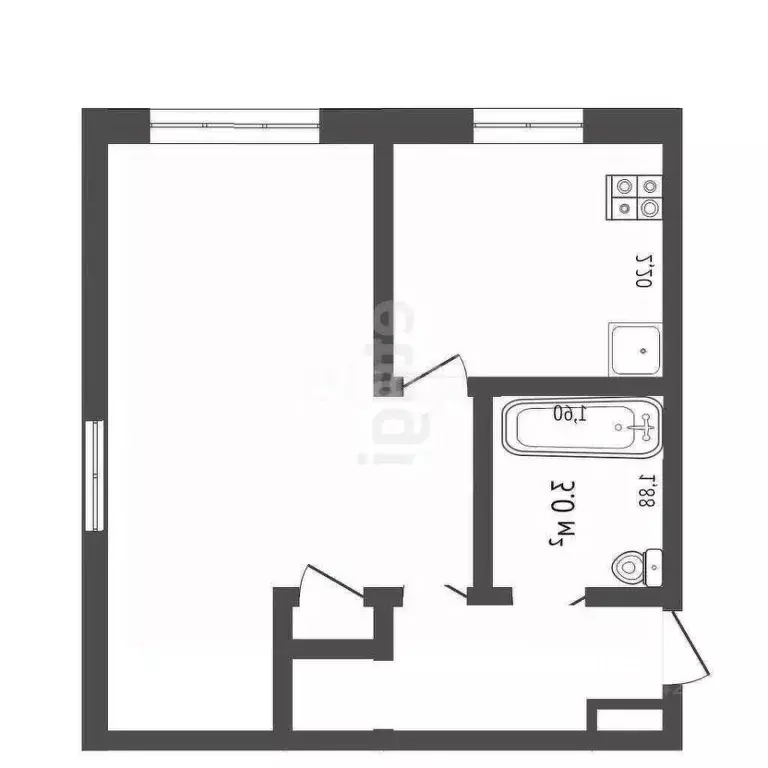 1-к кв. Кемеровская область, Кемерово пер. Леонова, 5 (30.4 м) - Фото 2