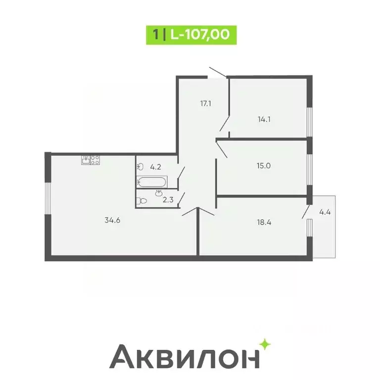 3-к кв. Санкт-Петербург Лодейнопольская ул., 7 (107.0 м) - Фото 1