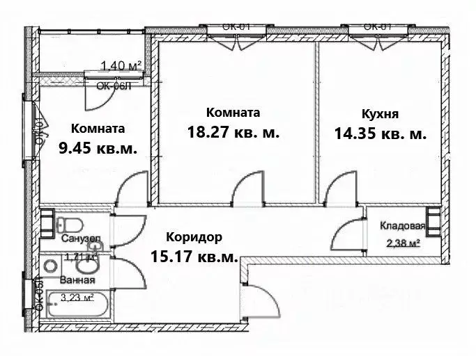 2-к кв. Санкт-Петербург Большой Смоленский просп., 30 (67.0 м) - Фото 2