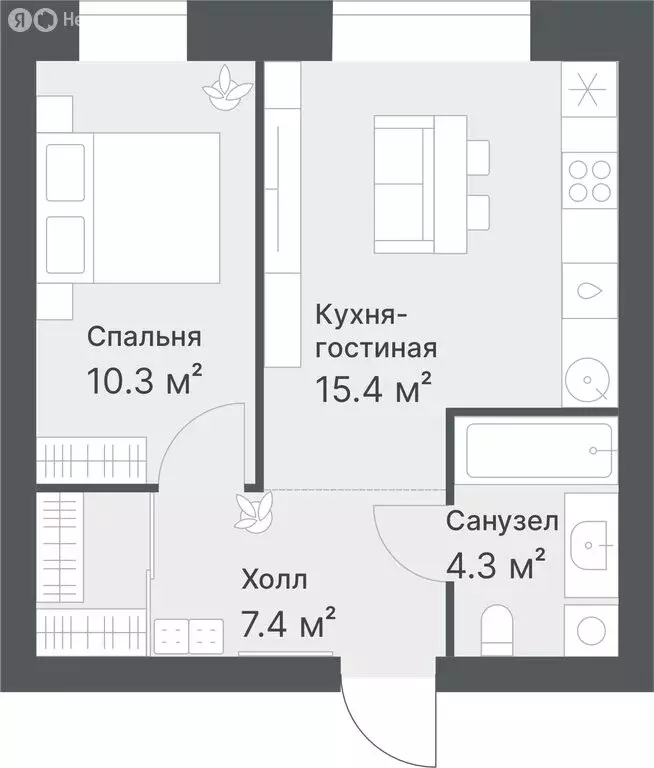 1-комнатная квартира: Тюмень, Кремлёвская улица, 95 (37.4 м) - Фото 0