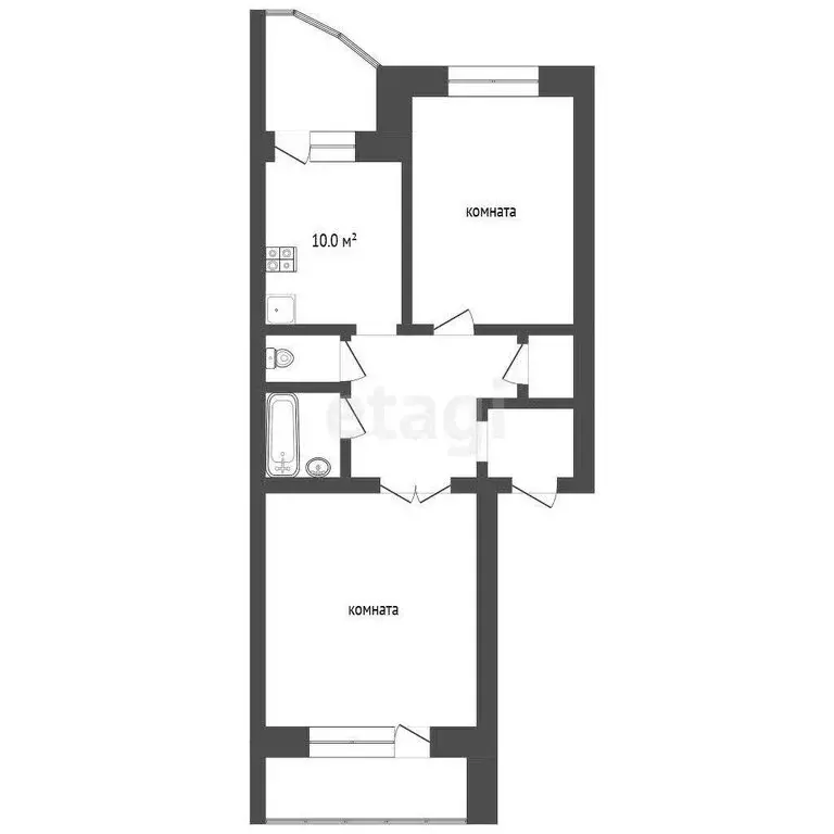 2-комнатная квартира: Бирск, улица Гагарина, 90 (56.4 м) - Фото 0