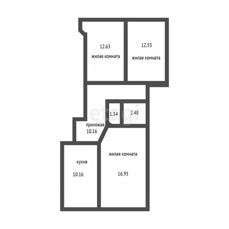 3-к кв. Ямало-Ненецкий АО, Салехард ул. Зои Космодемьянской, 65 (67.9 ... - Фото 2