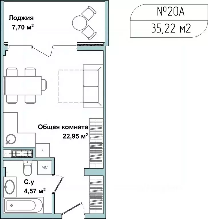 Студия Севастополь ул. Летчиков, 10 (34.5 м) - Фото 0