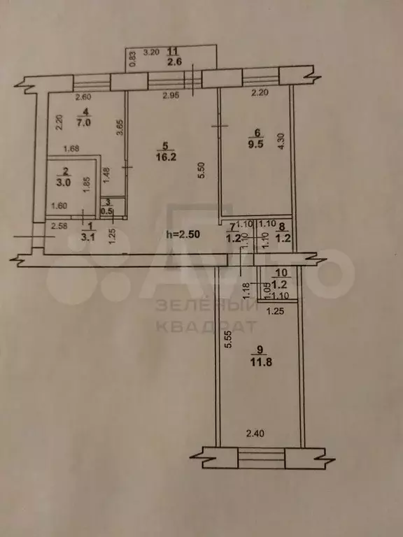 3-к. квартира, 55,8 м, 5/6 эт. - Фото 0