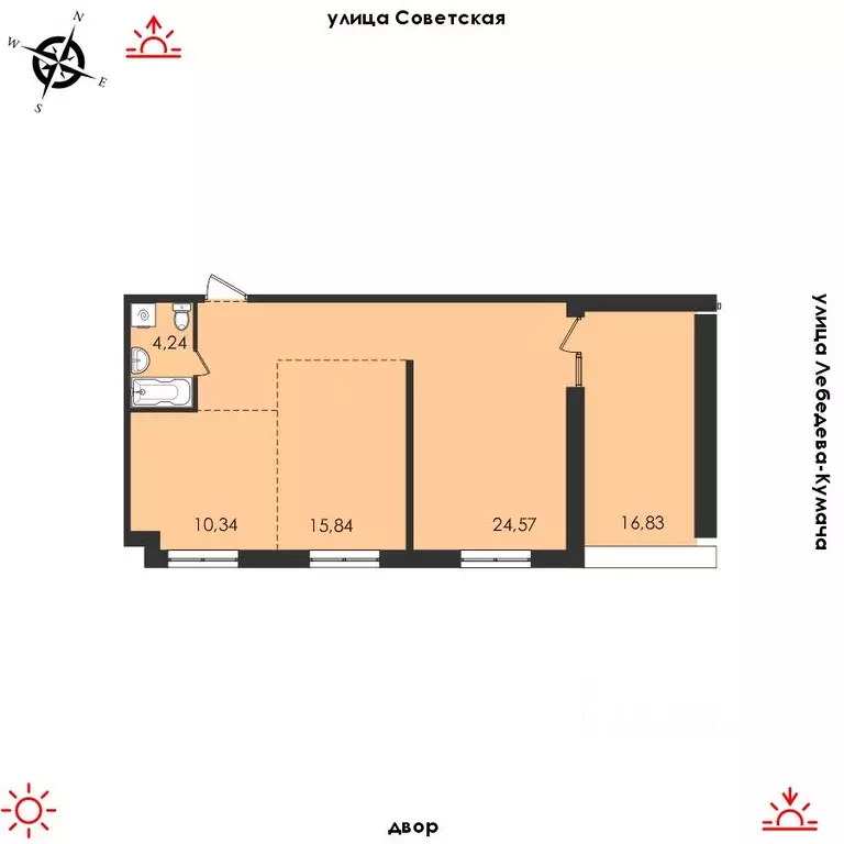 2-к кв. Иркутская область, Иркутск Советская ул., 31/2 (84.59 м) - Фото 1