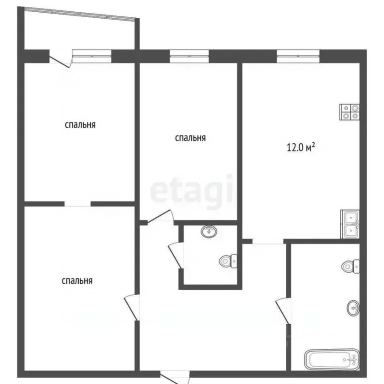 3-к кв. Тюменская область, Тюмень ул. Домостроителей, 16 (59.0 м) - Фото 1