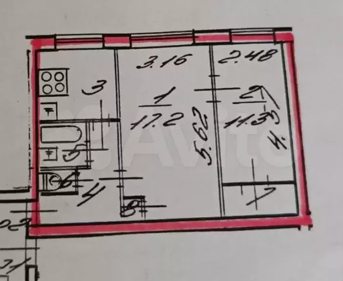 2-к. квартира, 45 м, 1/5 эт. - Фото 0