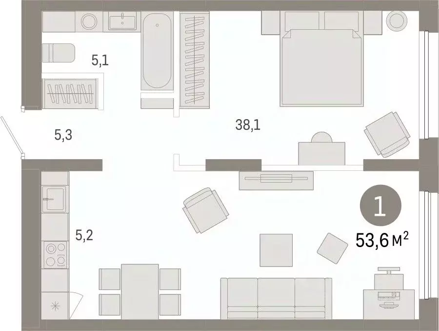 1-к кв. Тюменская область, Тюмень ул. Республики, 203к1 (53.61 м) - Фото 0