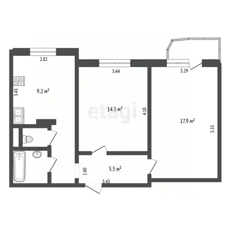2-к кв. Москва Скобелевская ул., 3 (53.6 м) - Фото 2