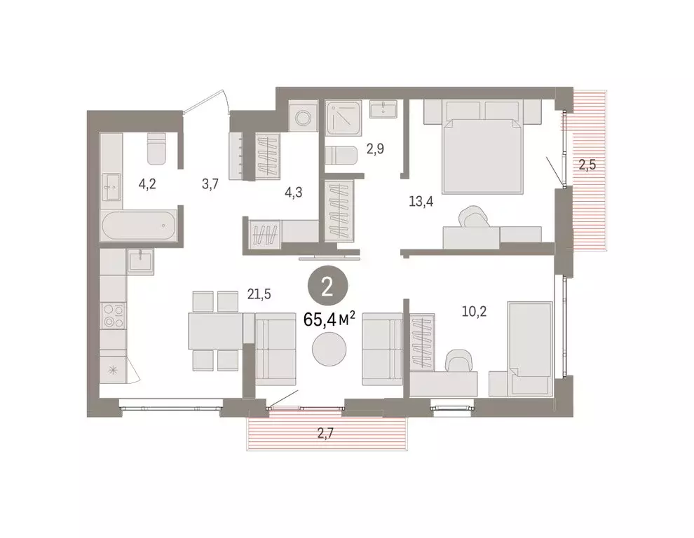 2-комнатная квартира: Екатеринбург, жилой район Сортировочный, ... - Фото 2