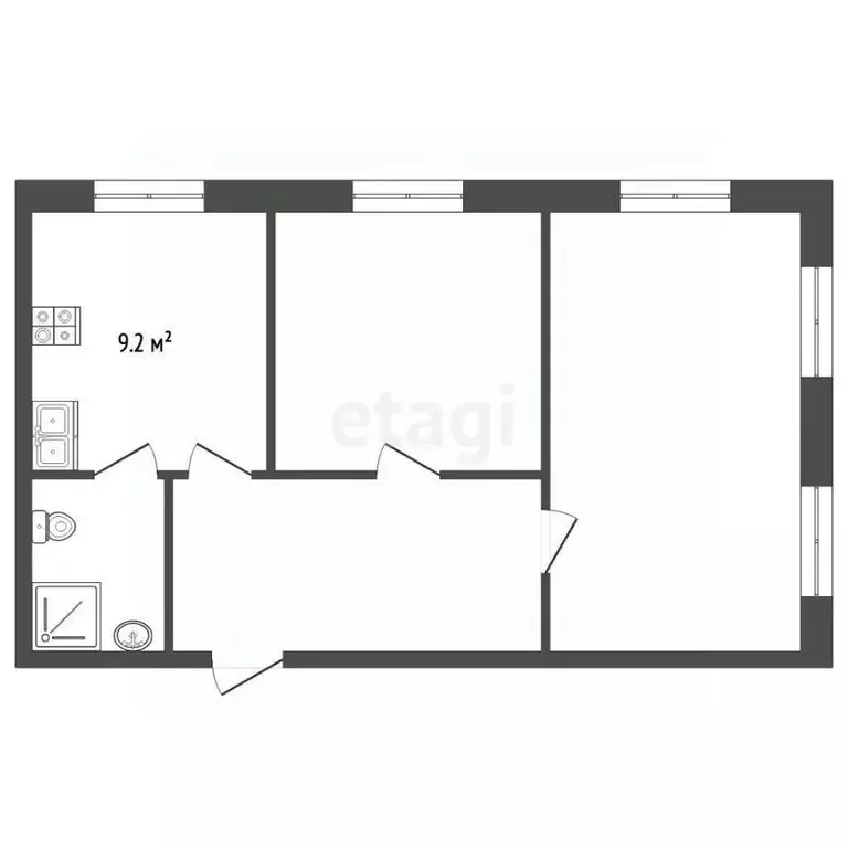 2-к кв. Калужская область, Малоярославец Калужская ул., 32 (34.9 м) - Фото 2