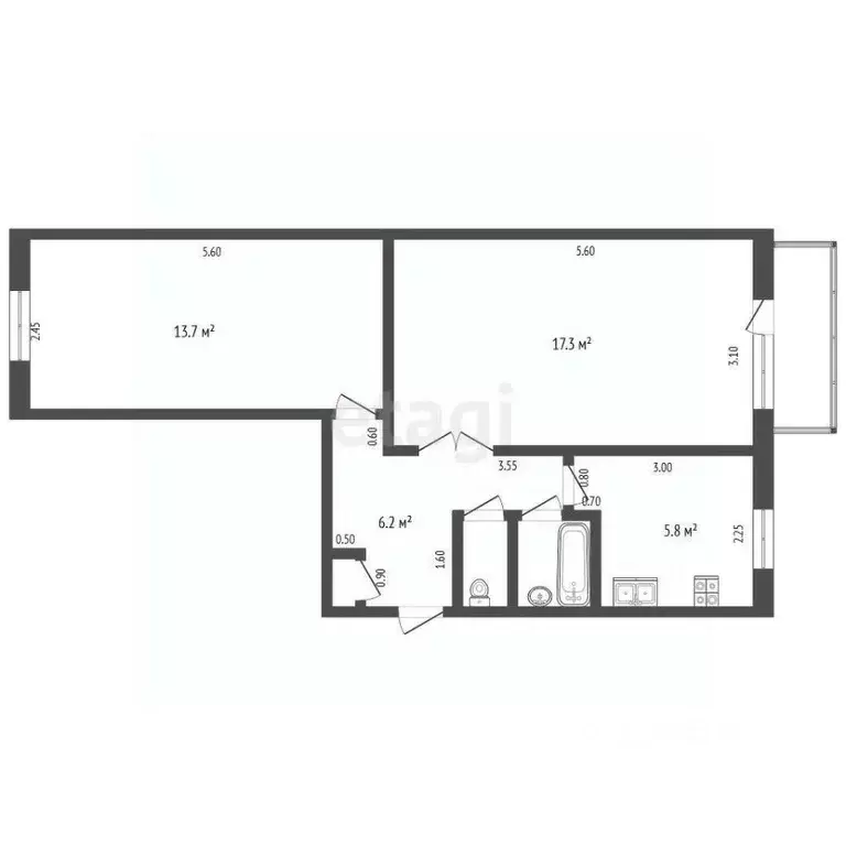 2-к кв. Нижегородская область, Выкса Юбилейный мкр, 15 (46.4 м) - Фото 1