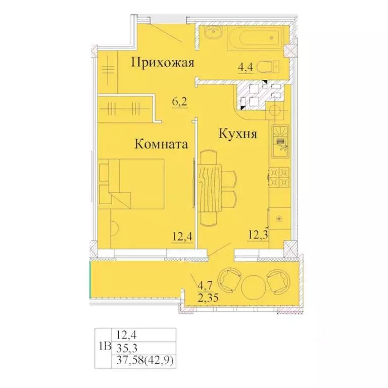1-к кв. Ивановская область, Иваново ул. 2-я Первомайская, 46 (42.9 м) - Фото 0