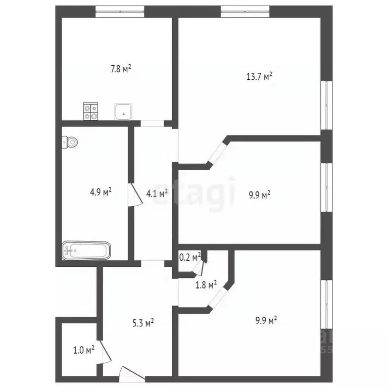 3-к кв. Кемеровская область, Кемерово ул. Рукавишникова, 43 (59.0 м) - Фото 1