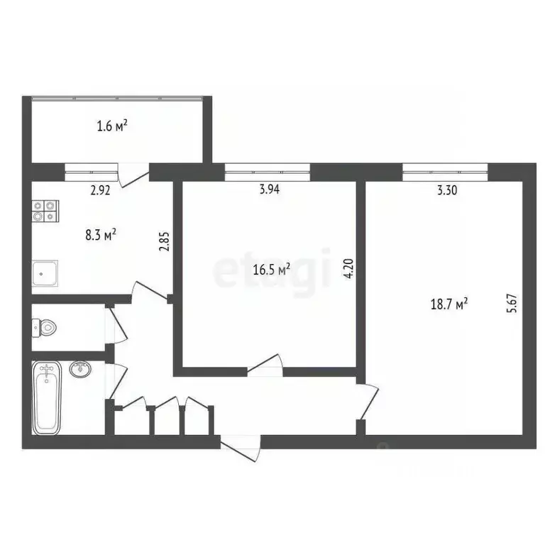 2-к кв. Псковская область, Псков Инженерная ул., 25 (56.3 м) - Фото 0