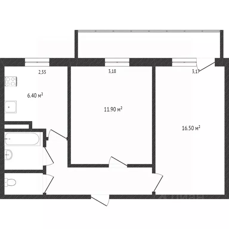 2-к кв. Белгородская область, Белгород ул. 5 Августа, 13б (51.0 м) - Фото 1
