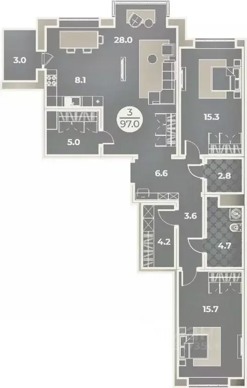 3-к кв. Хакасия, Абакан ул. Генерала Тихонова, 14 (97.0 м) - Фото 0