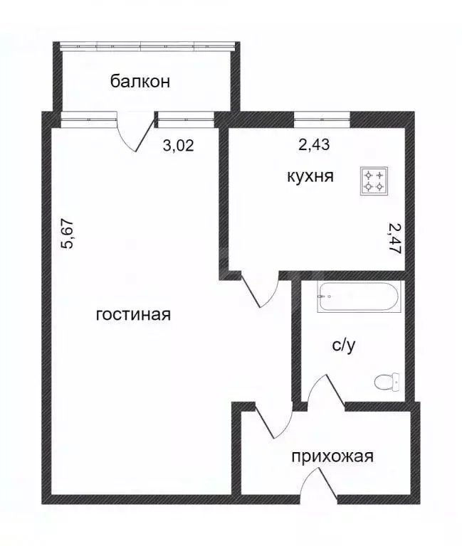 1-к кв. Тюменская область, Тюмень Рижская ул., 70 (32.7 м) - Фото 2