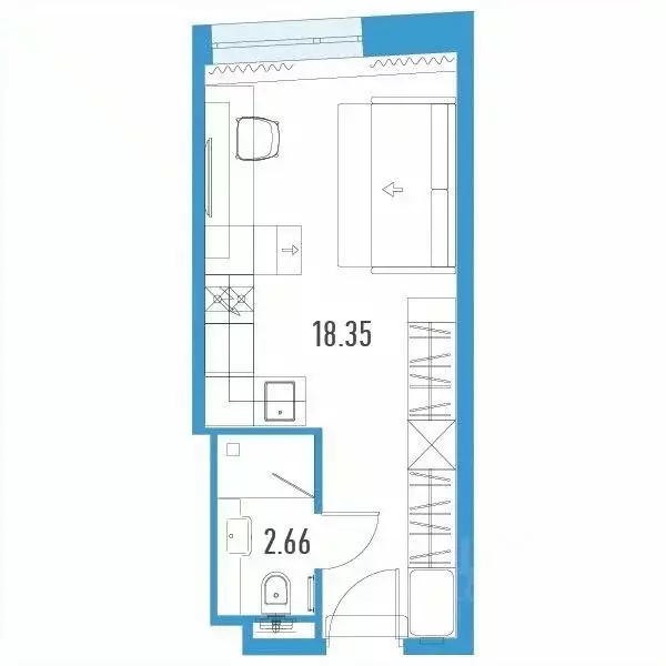 Студия Санкт-Петербург пл. Конституции, 3 (21.01 м) - Фото 0