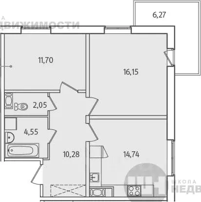 1-к кв. Ленинградская область, Гатчина ул. Чехова, 41к1 (34.96 м) - Фото 1