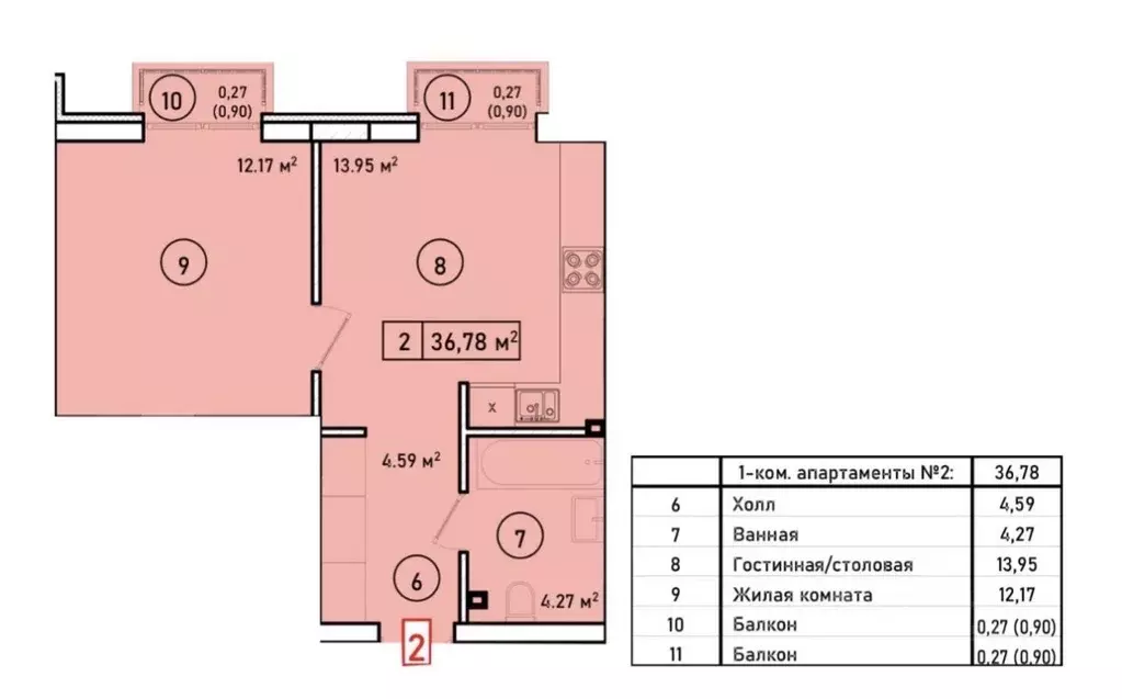 1-к кв. Калининградская область, Светлогорск ул. Ленина, 28 (36.8 м) - Фото 2