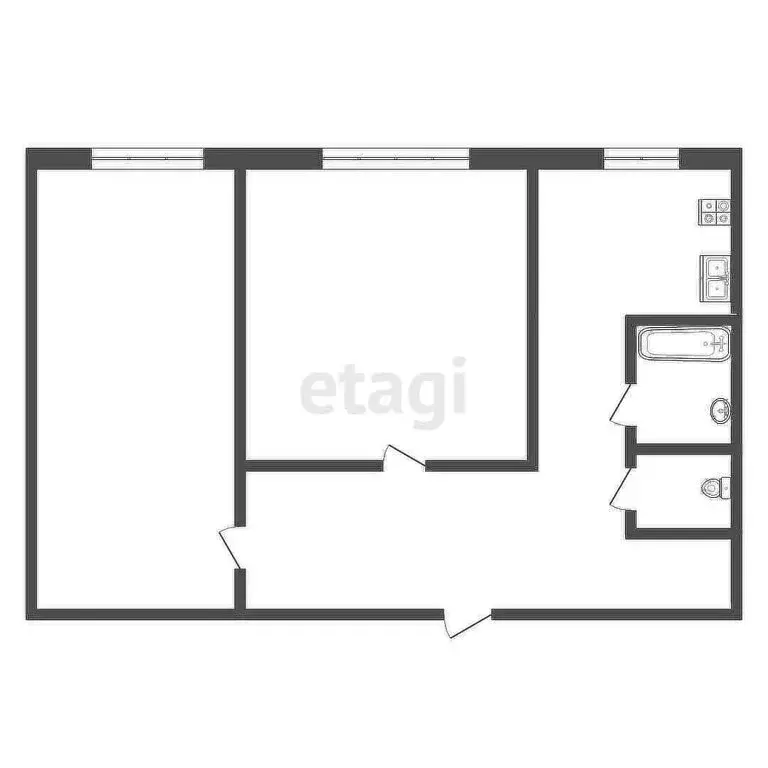 2-комнатная квартира: Абакан, улица Итыгина, 1 (42.3 м) - Фото 0