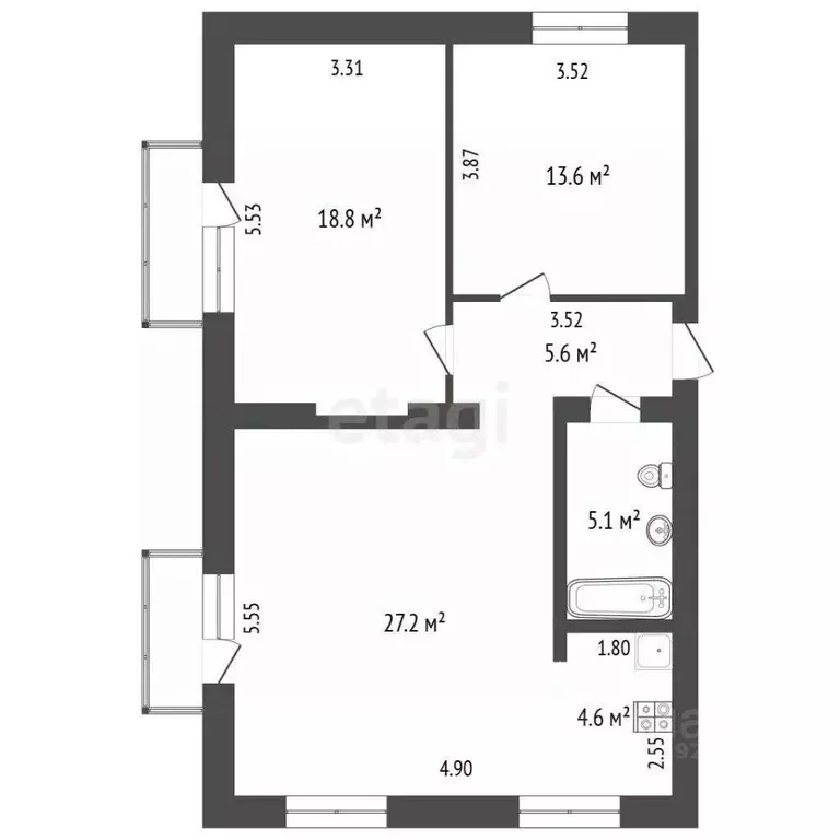 3-к кв. Крым, Симферополь ул. Тургенева (75.0 м) - Фото 0