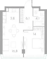 1-комнатная квартира: Москва, Кутузовский проезд, 16А/1 (46.8 м) - Фото 1