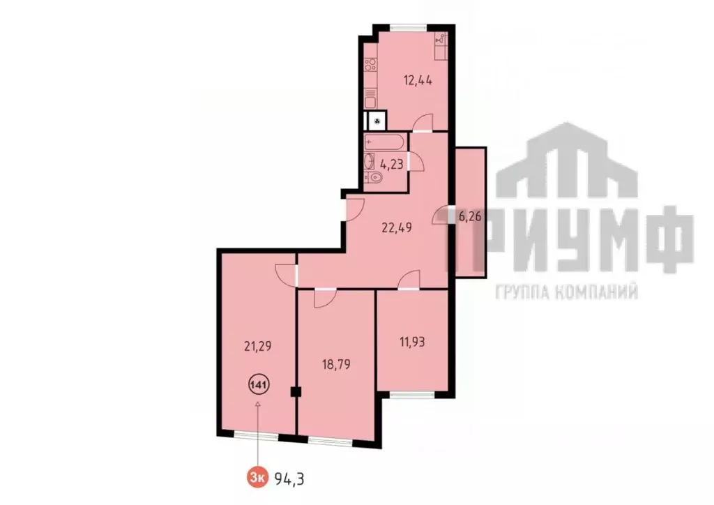 3-к кв. Нижегородская область, Кстово ул. Сутырина, 9 (94.3 м) - Фото 1