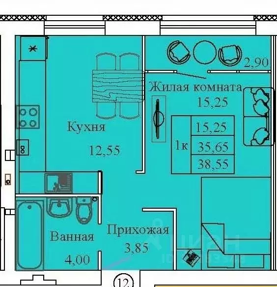 1-к кв. Ивановская область, Кохма Просторный мкр,  (38.55 м) - Фото 0