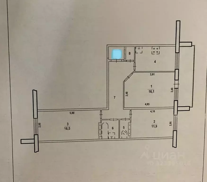 3-к кв. Волгоградская область, Волгоград ул. 2-я Динамовская, 6А (69.8 ... - Фото 1