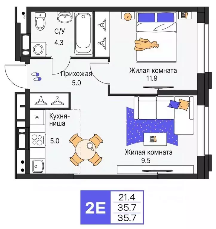 2-к кв. Пермский край, Пермь ул. Карла Модераха, 7 (35.7 м) - Фото 1