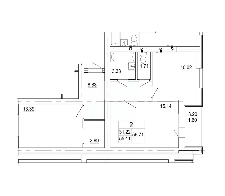 2-к кв. Ленинградская область, Коммунар г. Гатчинский муниципальный ... - Фото 0