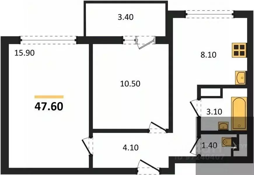 2-к кв. Воронежская область, Воронеж ул. Шибилкина, 9 (47.6 м) - Фото 1