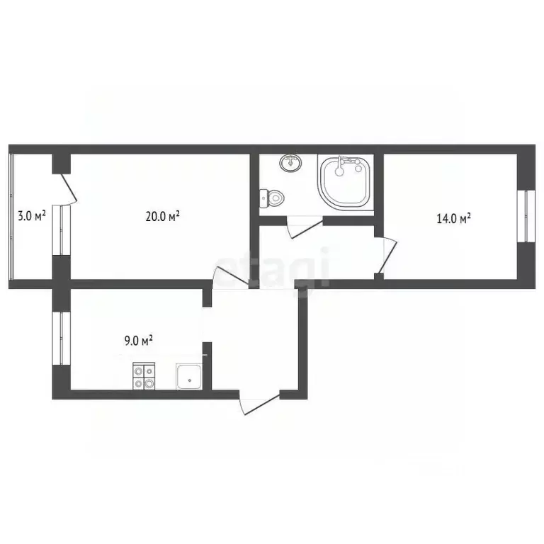 2-к кв. Тамбовская область, Тамбов ул. имени Фрунзе, 47 (52.1 м) - Фото 1