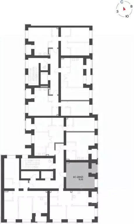 Студия Татарстан, Нижнекамск 15-й мкр, Калина жилой комплекс (31.91 м) - Фото 2