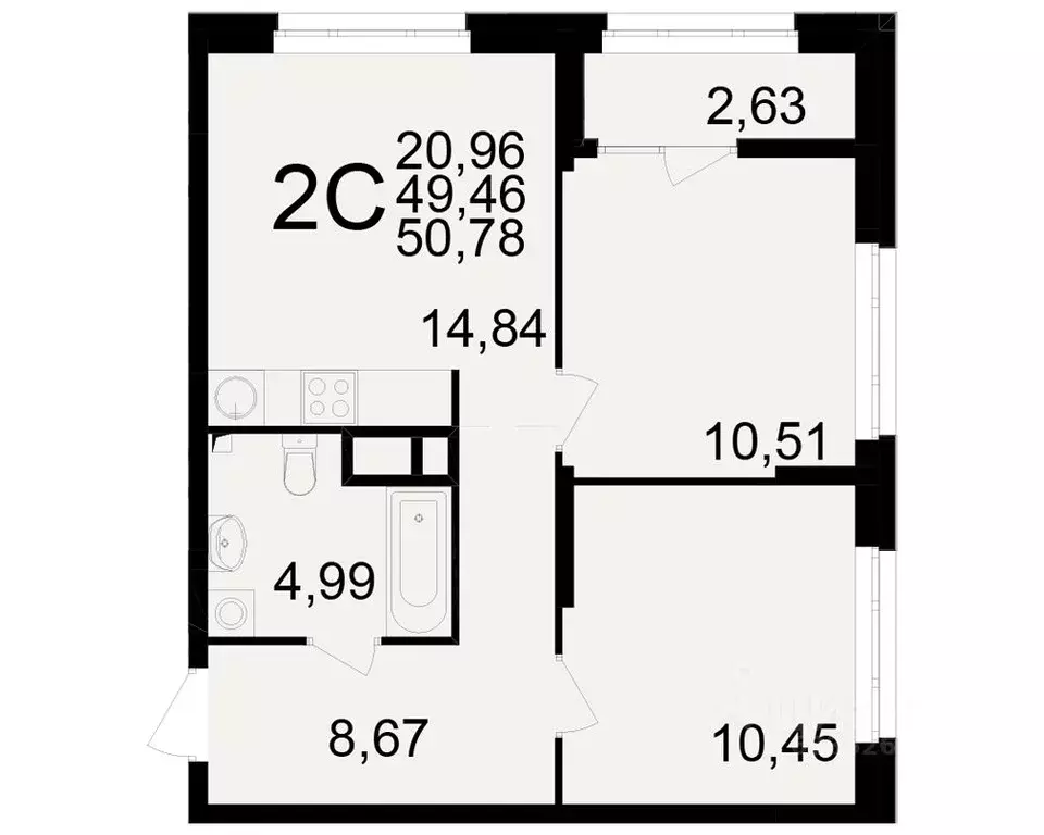 2-к кв. Рязанская область, Рязань Аура жилой комплекс (49.46 м) - Фото 1