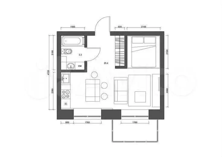 Квартира-студия, 26 м, 8/25 эт. - Фото 0