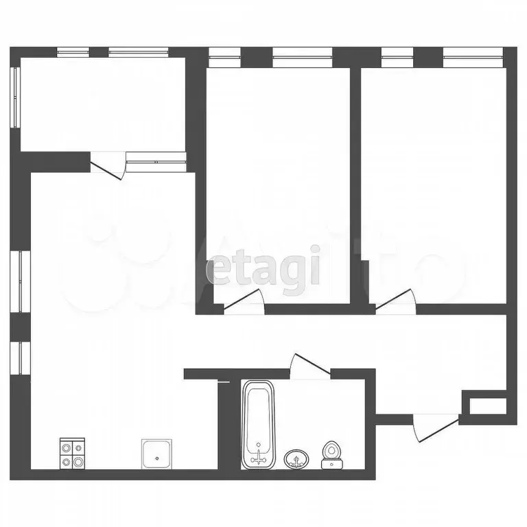 2-к. квартира, 53,3 м, 13/14 эт. - Фото 1