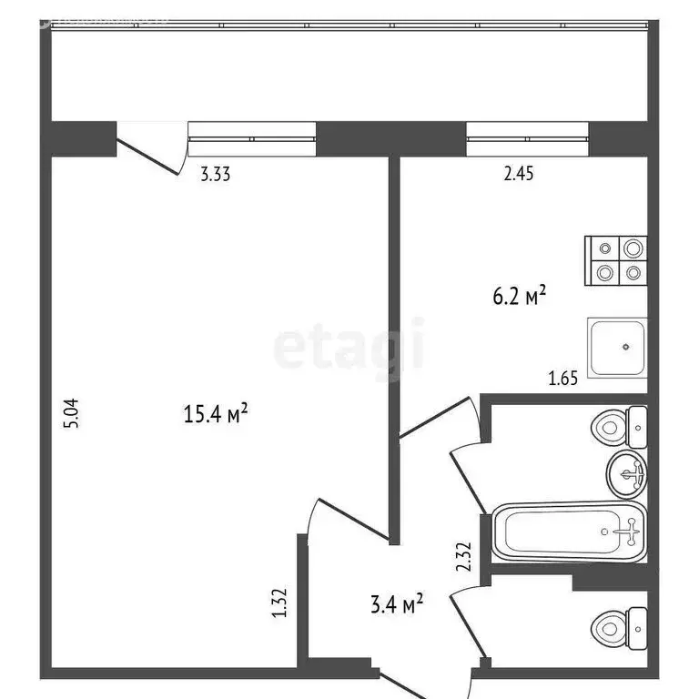 1-комнатная квартира: Набережные Челны, посёлок ЗЯБ, улица Комарова, ... - Фото 1