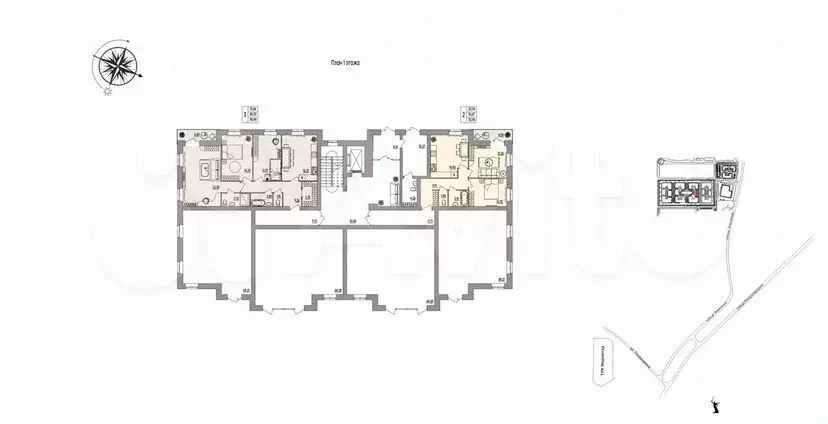 2-к. квартира, 53м, 1/3эт. - Фото 1