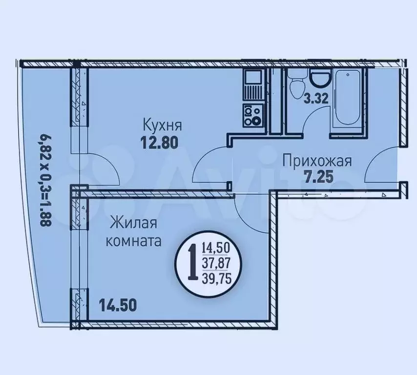 1-к. квартира, 40 м, 11/16 эт. - Фото 0