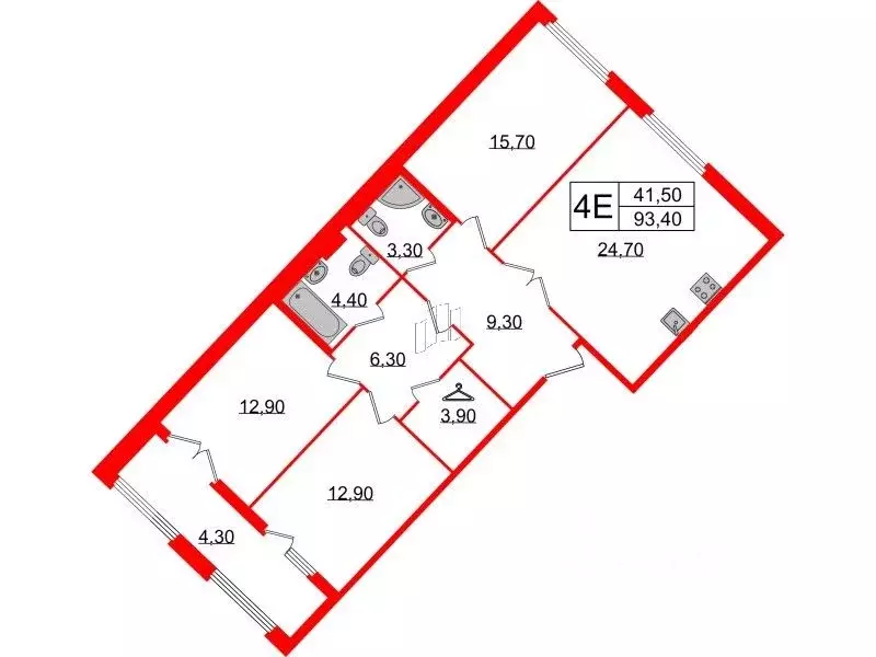 3-к кв. Санкт-Петербург Миргородская ул., 10 (93.4 м) - Фото 0